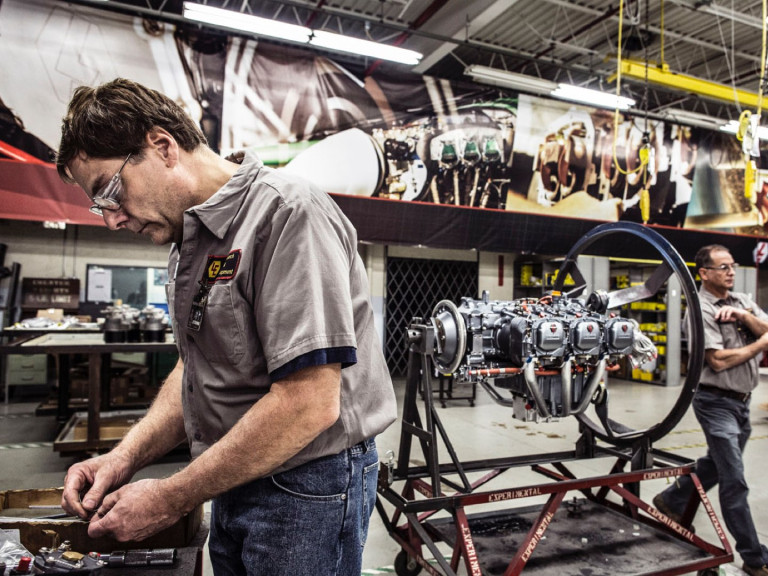 Mechanic working on an engine